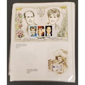 Vintage Lot 133 Mounted 1990s Topical Souvenir Sheets - Royal Wedding Other